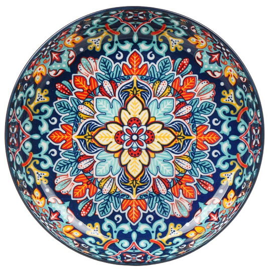 Тарелка обеденная, керамика, 20 см, Самарканд, Y4-9756, синяя