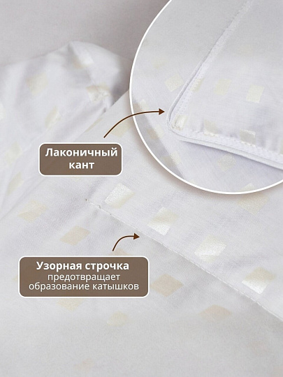 Одеяло 1.5-спальное, 140х205 см, Формула, полупух I кат, пух 60% перо 40%, 400 г/м2, зимнее, чехол тик, кант, Бел-Поль
