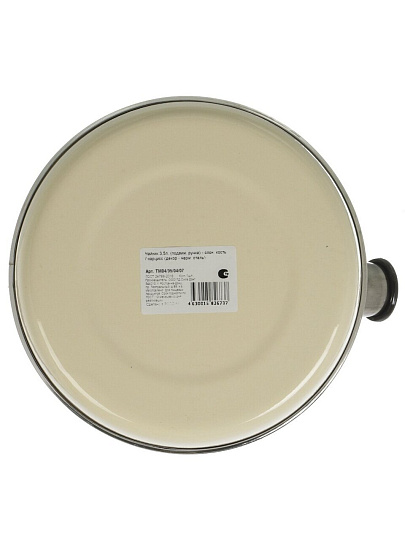 Чайник сталь, эмалированное покрытие, 3.5 л, со свистком, подвижная ручка, Рубин, Нарцисс, слоновая кость, TM04/35/04/07