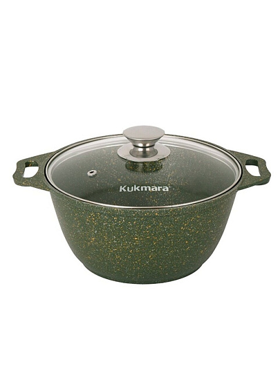 Кастрюля алюминий, антипригарное покрытие, 2 л, крышка стекло, Kukmara, Trendy style, к21tsml, малахит