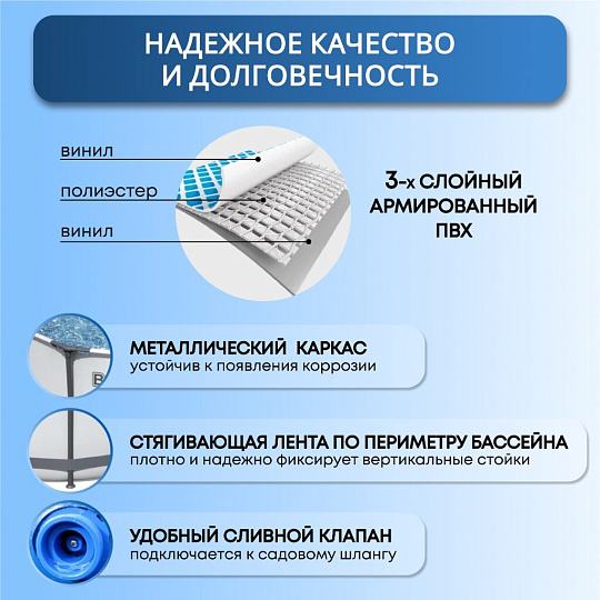 Бассейн каркасный Bestway, 427х107 см, Steel Pro Max, 56950BW, фильтр-насос, лестница, тент, 13030 л