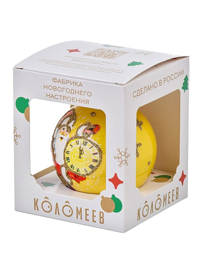 Елочный шар Дед Мороз и куранты, 8 см, стекло, КУ-80-214172