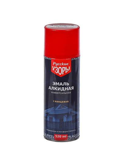 Эмаль аэрозольная, Русские узоры, универсальная, алкидная, глянцевая, красная, 520 мл