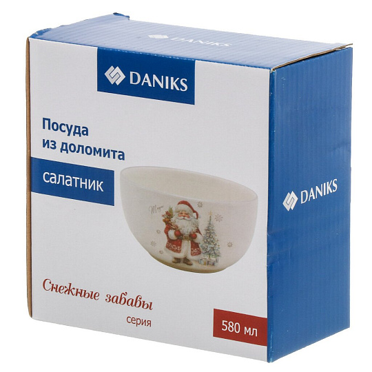 Салатник доломит, круглый, 13.7х6.6 см, 0.58 л, подарочная упаковка, Снежные забавы, Daniks