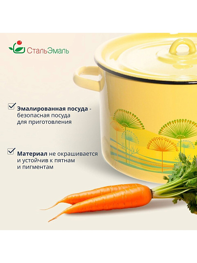 Кастрюля эмалированная сталь, 7 л, крышка сталь, СтальЭмаль, 1с18с, в ассортименте, индукция