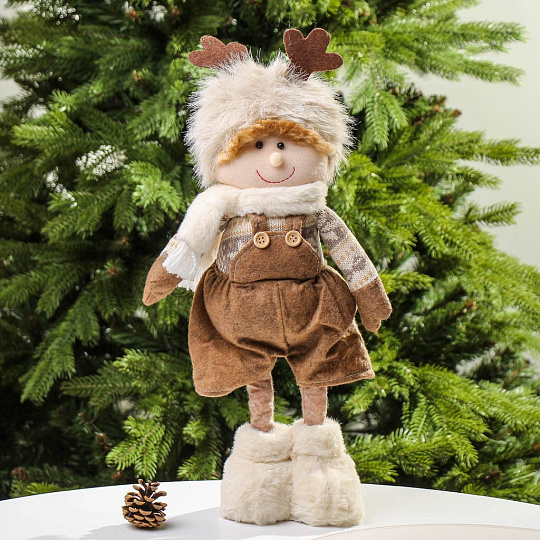 Фигурка декоративная текстиль, Мальчик, 46 см, коричневая, Y4-9441