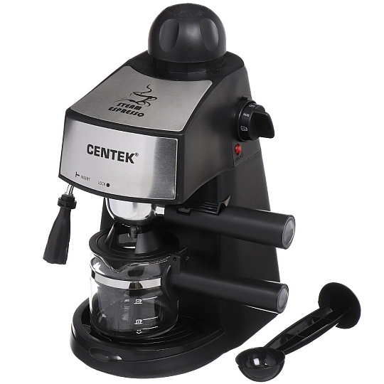 Кофеварка электрическая, рожковая, пластик, металл, 0.24 л, Centek, 800 Вт, 3.5 бар, противокапельная система, CT-1160
