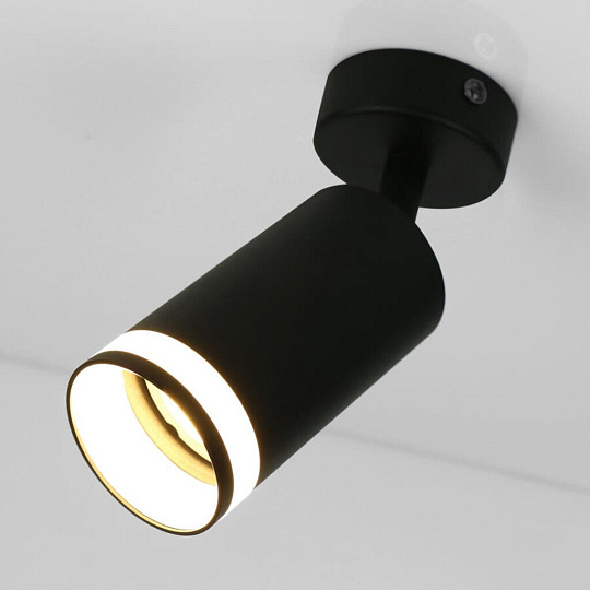 Светильник на основании General Lighting Systems, Башня, 50 Вт, GU10, на 1 лампочку, IP20, d5.5х10 см, боковое рассеивание, Спот, черный, 661816