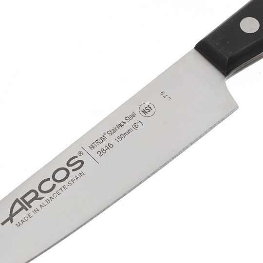Нож кухонный Arcos, Universal, шеф-нож, нержавеющая сталь, 15 см, рукоятка пластик, 2846-B