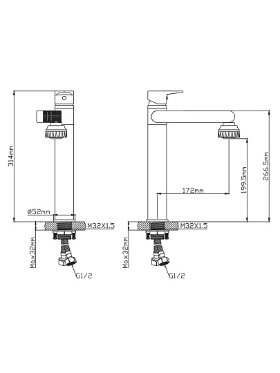Смеситель для раковины, Diadonna, с картриджем, D49-13012BL