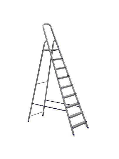 Стремянка 1 секция, 9 ступеней, алюминий, 1.87 м, 150 кг, Alumet, AM709