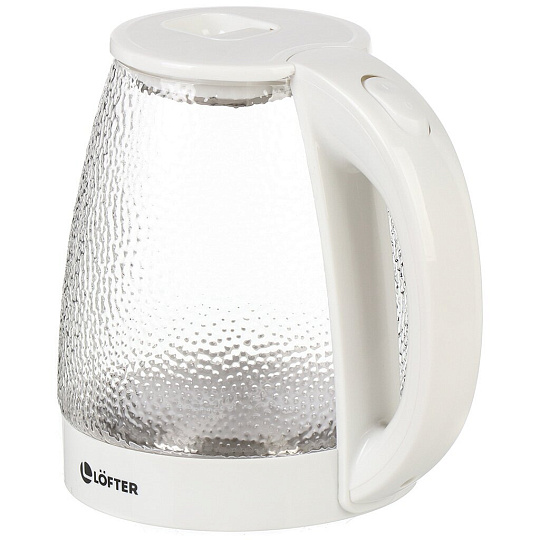 Чайник электрический Lofter, CX-K313-18BW/2, белый, 1.8 л, 1500 Вт, скрытый нагревательный элемент, стекло, пластик