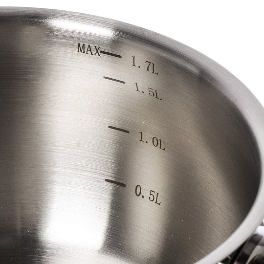 Ковш нержавеющая сталь, 1.7 л, крышка стекло, пластиковая ручка, индукция, Vensal, Joli, VS1543