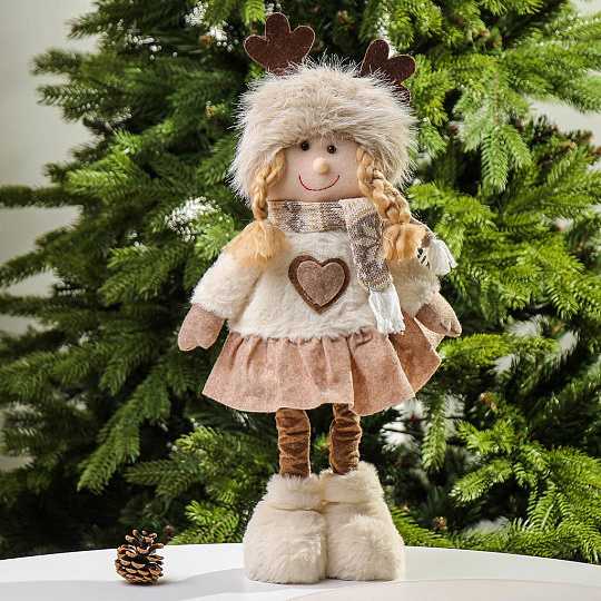 Фигурка декоративная текстиль, Девочка, 46 см, коричневая, Y4-9440