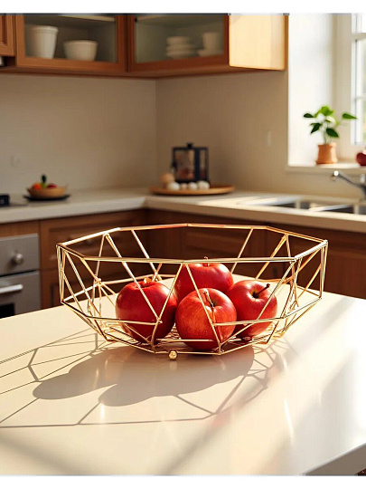 Ваза для фруктов, металл, 26.5х10 см, Y4-7652, золотая