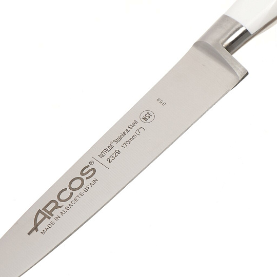 Нож кухонный Arcos, Riviera Blanca, филейный, кованая сталь, 17 см, рукоятка пластик, 232924W