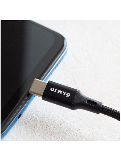 Кабель USB, OLMIO, Basic, USB Type-C, 1.2 м, 2.1А/3А, черный, 041638