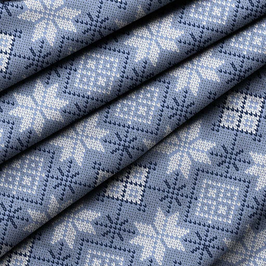 Полотенце кухонное вафельное, 40х50 см, 100% хлопок, Winterland, Снежный калейдоскоп, синее, Россия, 670946