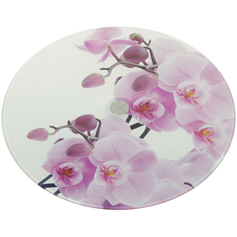 Блюдо стекло, 30 см, вращающееся, Орхидея/Сакура, АР-ВБТ01С