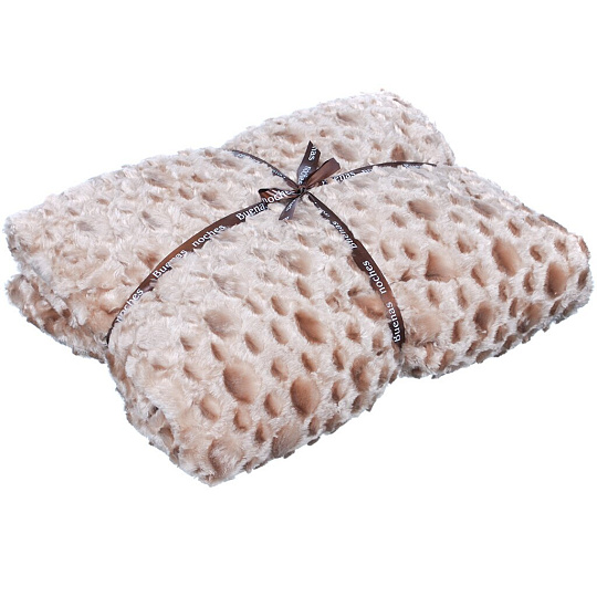 Плед евро, 220х240 см, искусственный мех, Buenas Noches, Пузырьки/горох, св.коричн/бежевый, 78 516