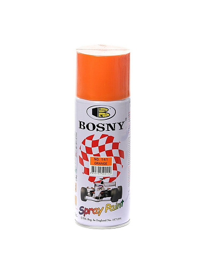 Краска аэрозольная, Bosny, №141, акрилово-эпоксидная, универсальная, глянцевая, оранжевая, 0.4 кг
