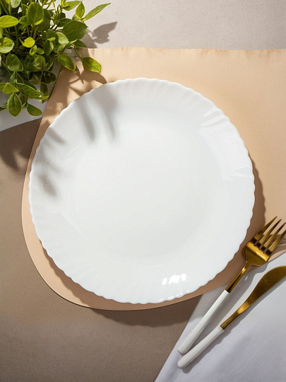 Тарелка обеденная, стеклокерамика, 24 см, круглая, Опал, LHP95