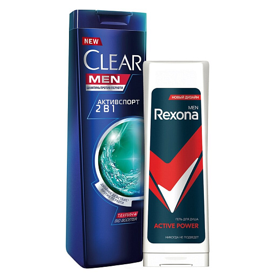 Набор подарочный для мужчин, Rexona, Men, шампунь + гель для душа