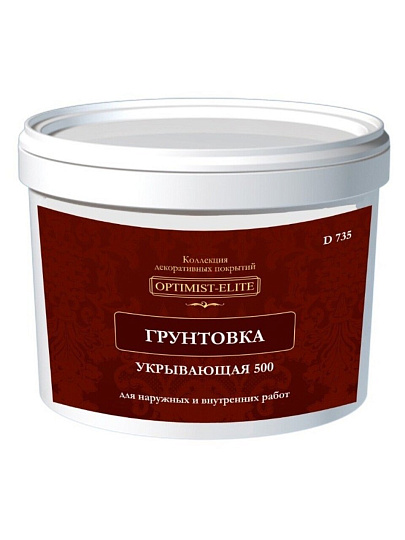 Грунтовка водно-дисперсионная, акриловая, Оптимист, D735, укрывающая, для внутренних и наружных работ, белая, 3.5 кг