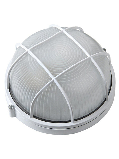 Светильник под лампу General Lighting Systems, ЖКХ 1302 НБП/НПП, 60 Вт, E27, на 1 лампочку, IP65, 19х17.6х8.2 см, с решеткой, белый, GCF-O-E27-60-IP65