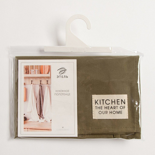 Полотенце кухонное 40х73 см, 220 г/м2, 100% хлопок, саржа, Этель, Kitchen, зеленое, Россия