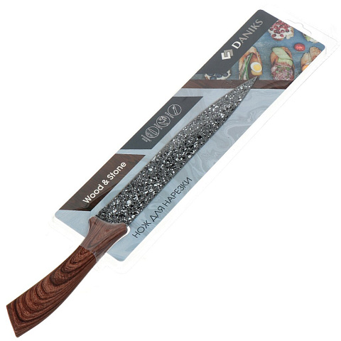 Нож кухонный Daniks, Wood&Stone, универсальный, нержавеющая сталь, 20 см, рукоятка пластик, YW-A233-SL