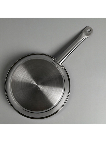 Сковорода нержавеющая сталь, 26 см, антипригарное покрытие, Катунь, Общепит, индукция, КТ-ОБ-СА-26