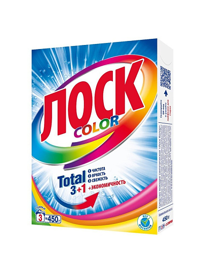 Стиральный порошок Лоск, 0.45 кг, автомат, для цветного белья, Color