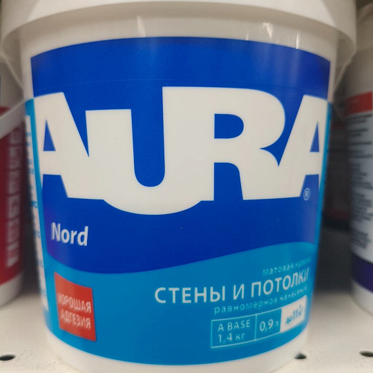 Краска водно-дисперсионная, Aura, Nord, акриловая, интерьерная, матовая, 0.9 л