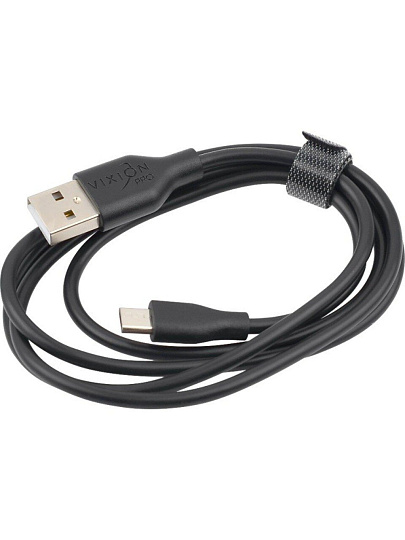Кабель USB Vixion, VX-02m PRO, microUSB, 2.4 А, 1 м, черный, GS-00028529