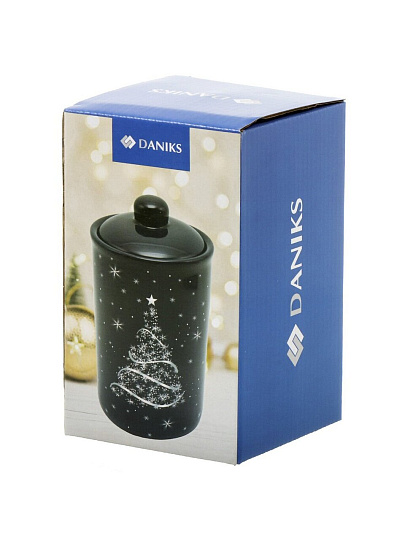Банка для сыпучих продуктов, доломит, 0.75 л, 10х10х16.6 см, с крышкой, Daniks, Сказочный праздник