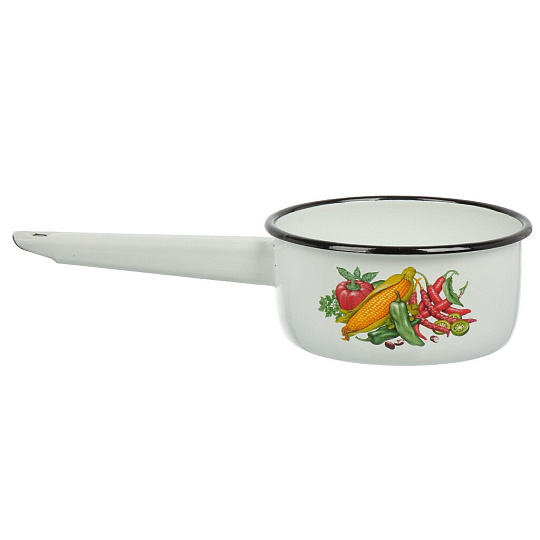Ковш сталь, эмал, 1 л, сталь ручка, СтальЭмаль, Кукуруза, бел, 1с22с