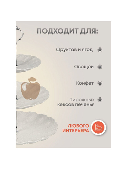 Ваза для фруктов, 3 яруса, керамика, 25.5х2.5, 20.5х2, 15.5х1.5 см, Y4-6315-2