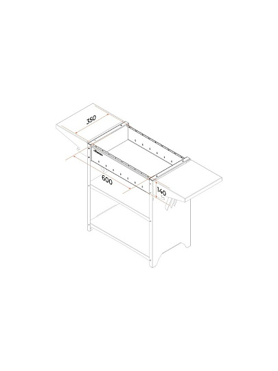 Мангал 1332х600х394х774 мм, 2 мм, гриль, складные полки, Gratar, Standart, FS2000