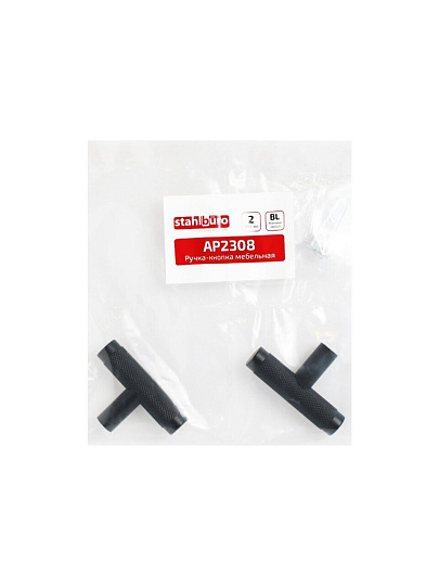 Ручка-кнопка мебельная StahlBuro, AP2308, 2 штуки, матовый черный, 167635