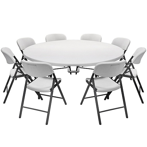 Мебель садовая белая, стол, 180х180х74 см, 8 стульев, 100 кг, ZY-180 + YC-031