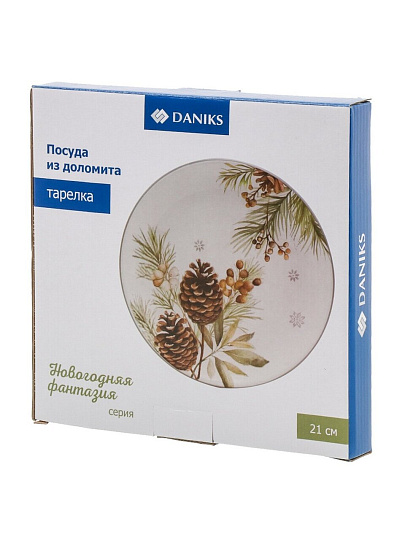 Тарелка доломит, 21х21х2.3 см, круглая, Новогодняя фантазия, Daniks