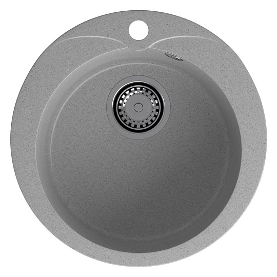 Мойка кухонная врезная, GranFest, Rondo, искусственный мрамор, 443 мм, + сифон, серая, GF-R-450