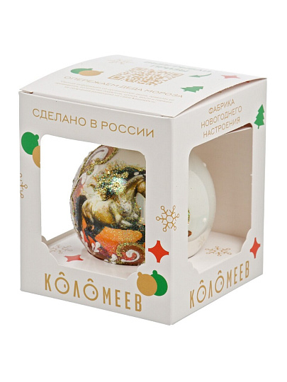 Елочный шар Конь вольный, 8 см, стекло, КУ-80-254055