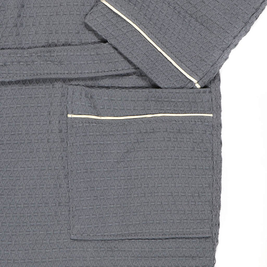 Халат унисекс, вафельный, 100% хлопок, серый, L-XL, 48-50, Barkas, AI-0106019