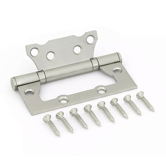 Петля накладная для деревянных дверей, Фабрика Замков, универсальная, E-2BB-100 SN, 109563, пакет 50/100, матовый никель