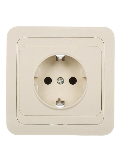 Розетка скрытой установки, 1 гнездо, с заземлением, 16 А, ABS пластик, IP20, слоновая кость, UNIVersal, Валери, Б-В0028