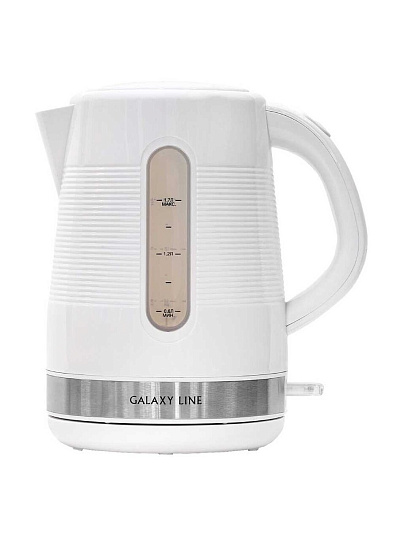 Чайник электрический Galaxy Line, GL 0225, белый, 1.7 л, 2200 Вт, скрытый нагревательный элемент, пластик