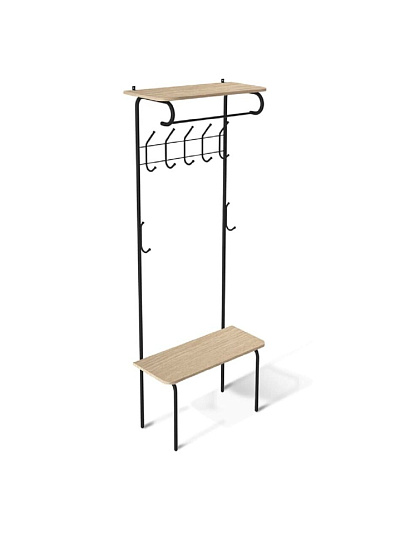 Вешалка в прихожую 75х30х188.5 см, Sheffilton, металл, SHT-HW1, В1-86, черная