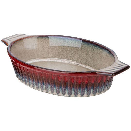 Форма для запекания керамика, 19х31х6.5 см, 1.3 л, овальная, Agness, Reactive Red, 780-112